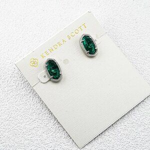 Kendra Scott Dark Green Glass Stud Earrings